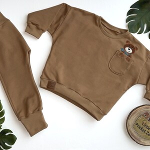 Oversized sweater with animal appliqué in light brown baby sweater, children's sweater size 50/56 98/104 image 2