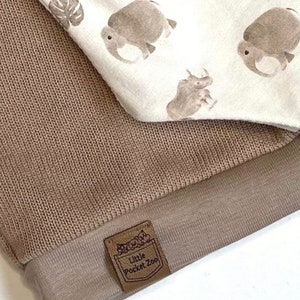 Knitted sweater in dark beige with animal appliqué baby sweater, children's sweater size 50 104 image 3