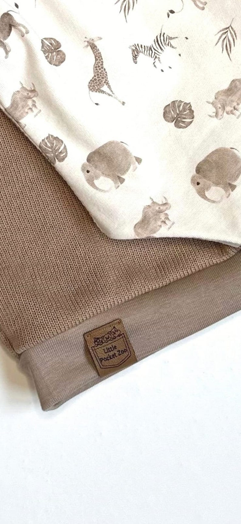 Knitted sweater in dark beige with animal appliqué baby sweater, children's sweater size 50 104 image 3