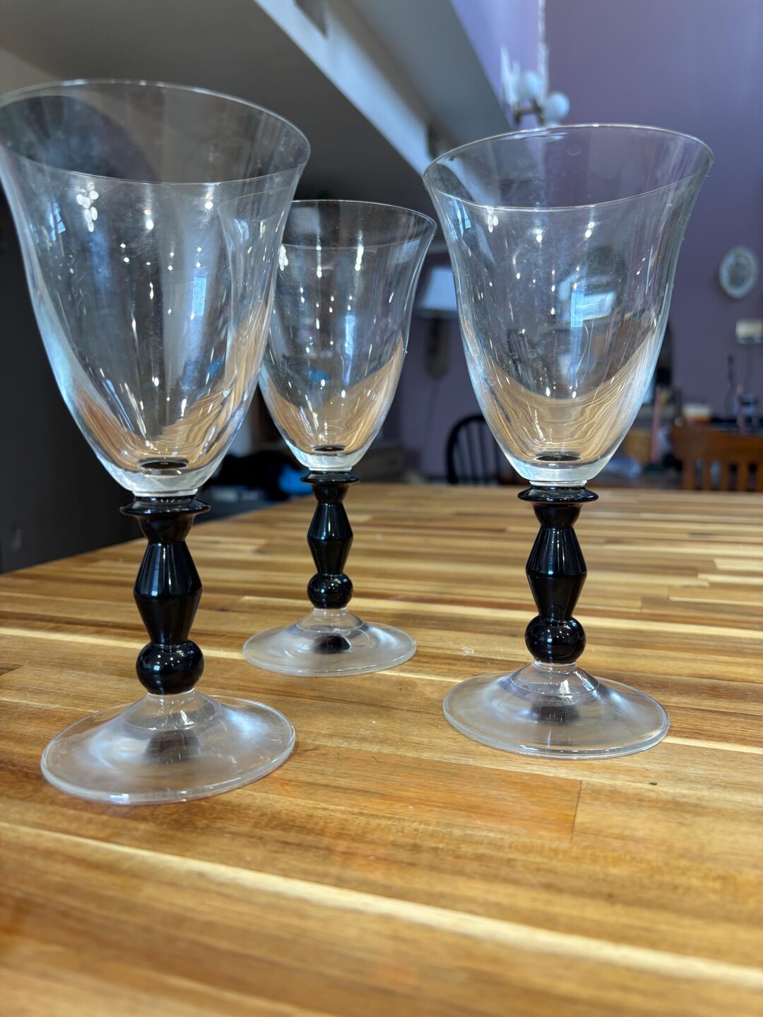 Vintage 3 Piece Mikasa Kensington Clear Amethyst Wine Glass Set - Etsy