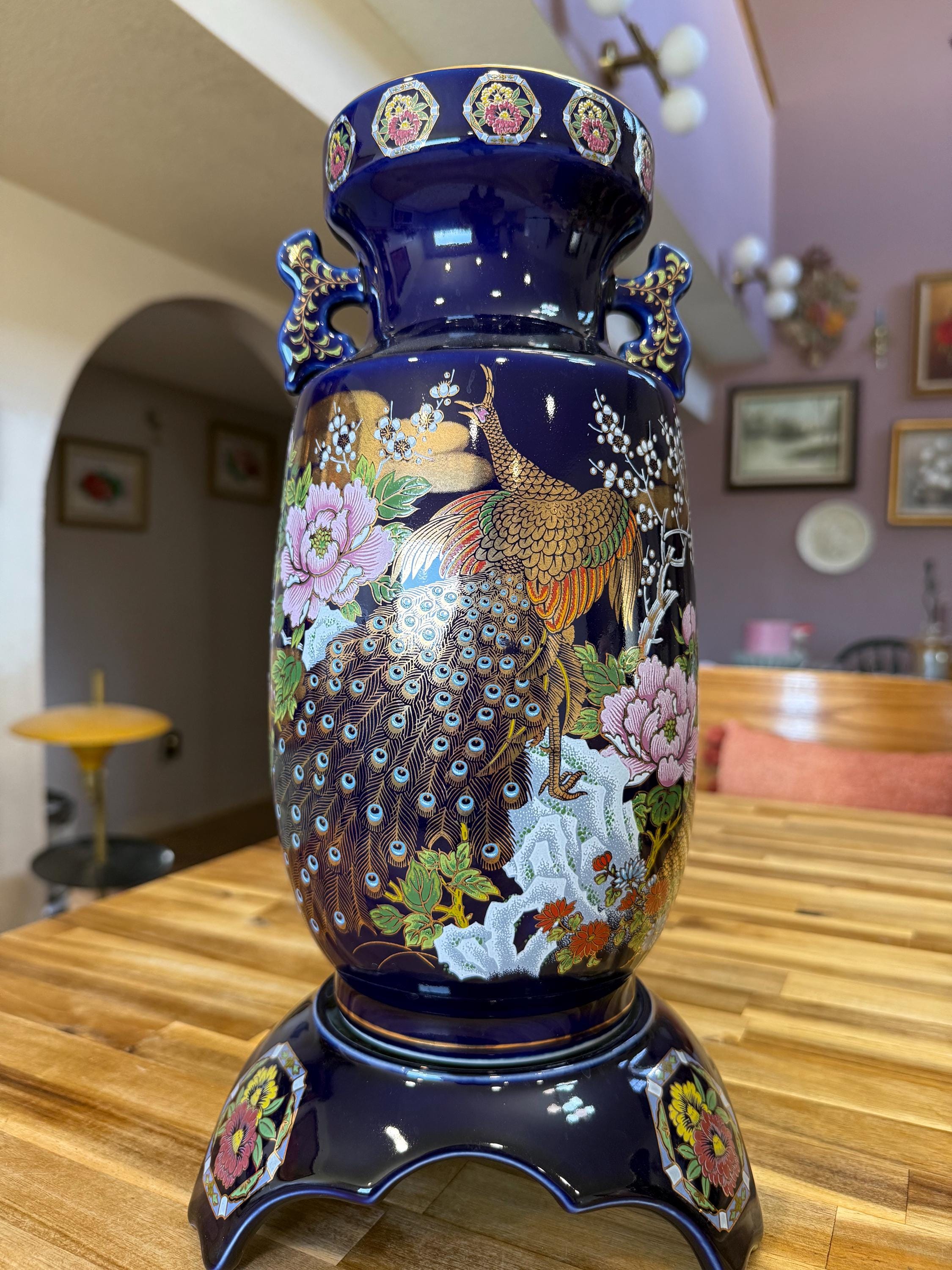 レトロ 花瓶 ガラス フラワーベース ブルー 金彩 Art 作家物 空色 水色 il_fullxfull.8294995704_k89g.jpg
