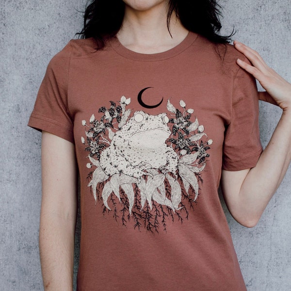 Toad and Toad Lilies Screen Printed Rosy Clay Unisex Tee