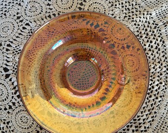 Vintage Dugan Marigold Carnival Glass Serving Platter -Made in America 1940s