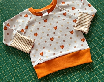 sweater, pullover, sweater, long sleeve t-shirt, 3-12 months, fox, orange