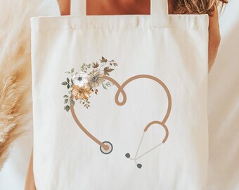Enfermera Tote Bag para el trabajo Lindo Neutral Floral Enfermera Bolsa Enfermera Tote Bag RN Enfermera Bolsa Registrada Enfermera Camisa Escuela de Enfermería