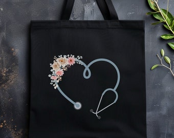 Enfermera Tote Bag para el trabajo Lindo Floral Enfermera Bolsa Enfermera Tote Bolsa RN Enfermera Bolsa Registrada Enfermera Camisa Escuela de Enfermería