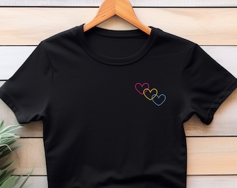 Pan Pride T-Shirt - Subtle Pansexual Pride Hearts - Love is Love - Pan Pride Tee Shirt - LGBTQ T-shirt - Embrace Equality - Subtle Pansexual