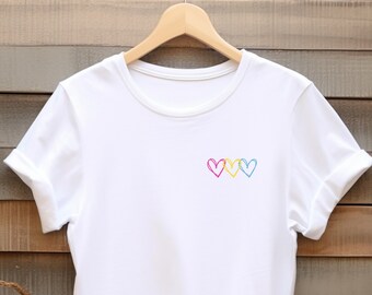 Pan Pride T-Shirt - Subtle Pansexual Pride Hearts - Love is Love - Pan Pride Tee Shirt - LGBTQ T-shirt - Embrace Equality - Subtle Pansexual