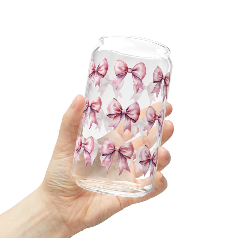 Coquette Glass Cup - Coquette Bows Aesthetic Cup - 16oz Glass Cup With ...