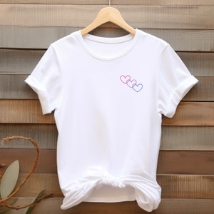 Bi Pride T-Shirt - Subtle Bisexual Pride Hearts - Love is Love - Bi Pride Tee Shirt - LGBTQ T-shirt - Embrace Equality - Bisexual Hearts