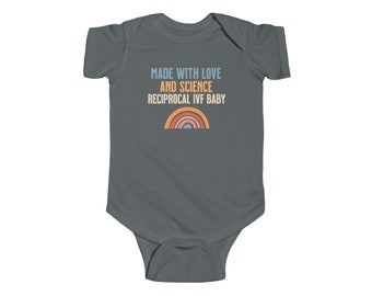 Double the Love: Reciprocal IVF Baby Onesie for Two Moms, Celebrating LGBTQ+ Families with Science and Love - Infant Fine Jersey Bodysuit