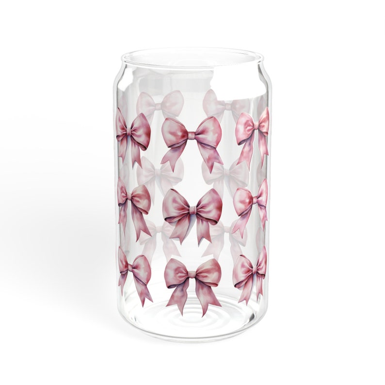 Coquette Glass Cup - Coquette Bows Aesthetic Cup - 16oz Glass Cup With ...