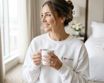 La Mariée Embroidered Bride Sweatshirt: French Wedding Gift