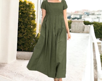 Langes Sommerleinenkleid, Boho-Leinenkleid, Boho-Sommerkleid, Leinenkleidung für Frauen, Leinen-Sommerkleid, langer Rock-Baumwollkleid