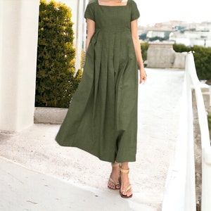 Langes Sommerleinenkleid, Boho-Leinenkleid, Boho-Sommerkleid, Leinenkleidung für Frauen, Leinen-Sommerkleid, langer Rock-Baumwollkleid