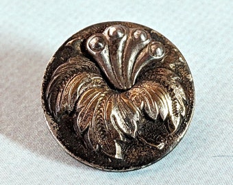 Antique Button, Sterling Silver & Brass Floral