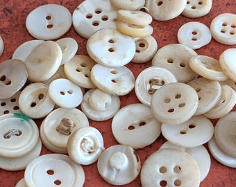 50 Vintage Mother of Pearl Buttons, 1/2" and smaller