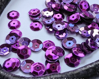 Vintage Purple Sequins, full strand, 6mm two-tone cups -- Purple and Magenta