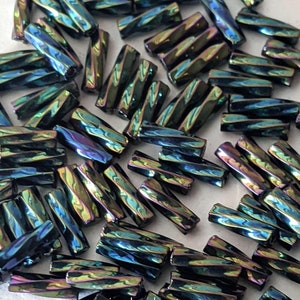 Perlas trenzadas en forma de corneta de 6 mm, color IRIS VERDE, 20 gramos, perlas de flecos japonesas Miyuki