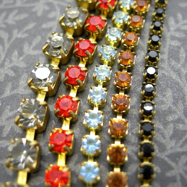 Swarovski Rhinestone Cup Chain, 5 colors, 5 sizes, 8-inch lengths = 3.3 feet