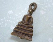 Tiny Brass Buddha Charm, 20mm (7 8 quot ) on Stupa, pendant, Thailand