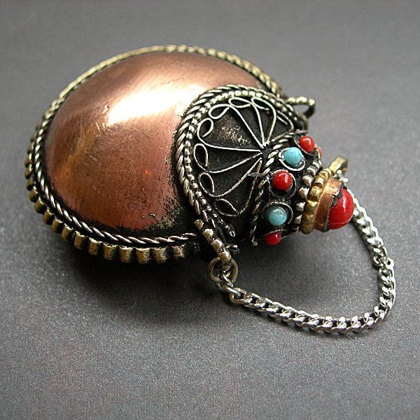 Himalayan Bottle Pendant with Stopper, Copper, Nepal 40 x 50mm