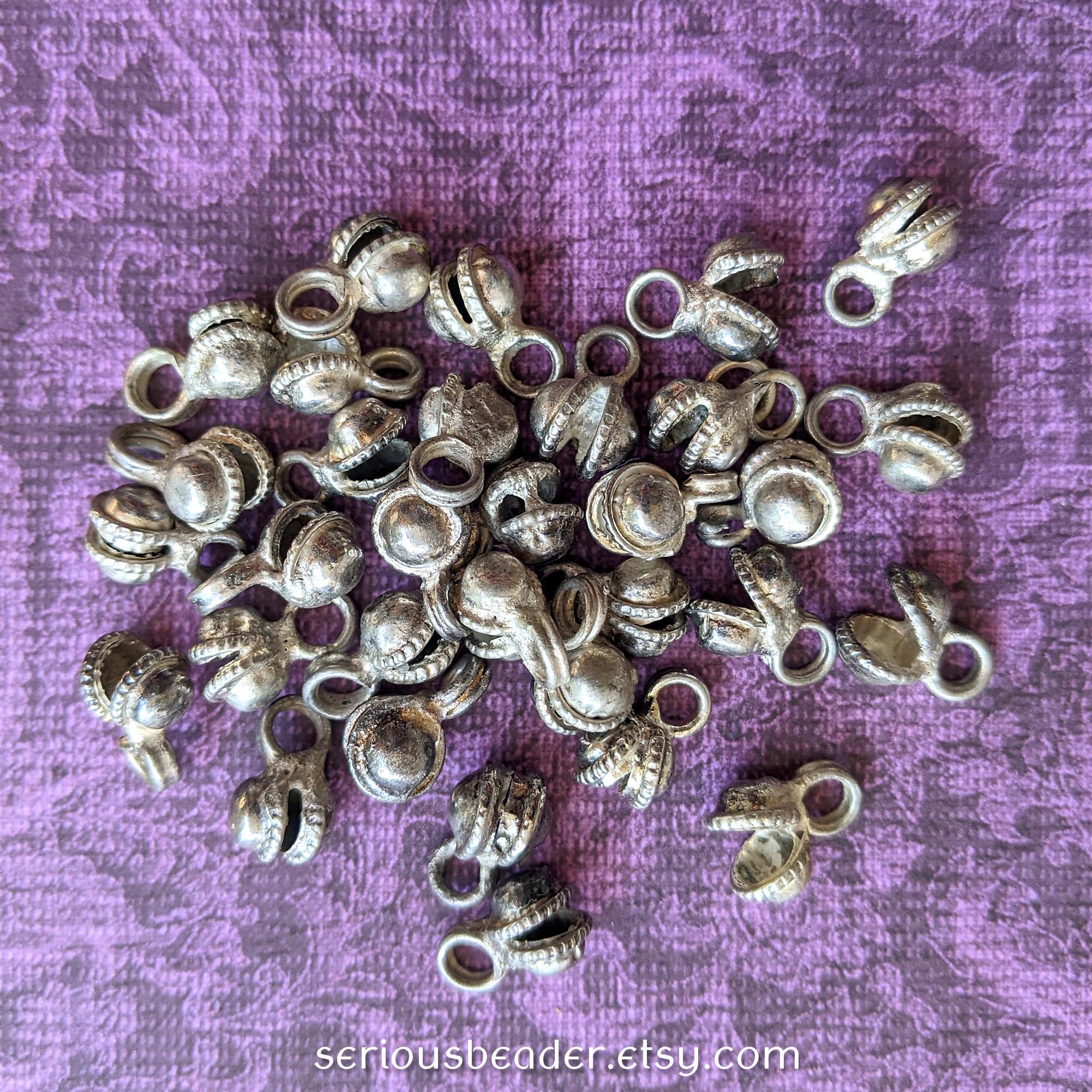 30 Small Silver Bells, clapperless, made in India, 1/2" Bell Charms