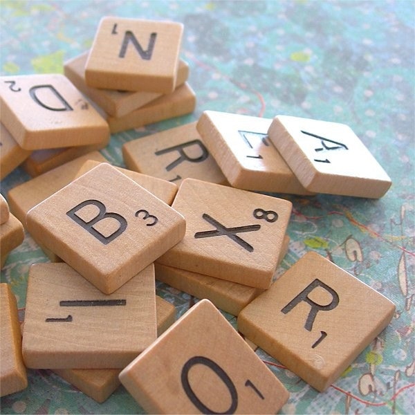 30 Wooden Scrabble Letter Tiles Game Pieces for crafting, jewelry, mosaic, mixed media