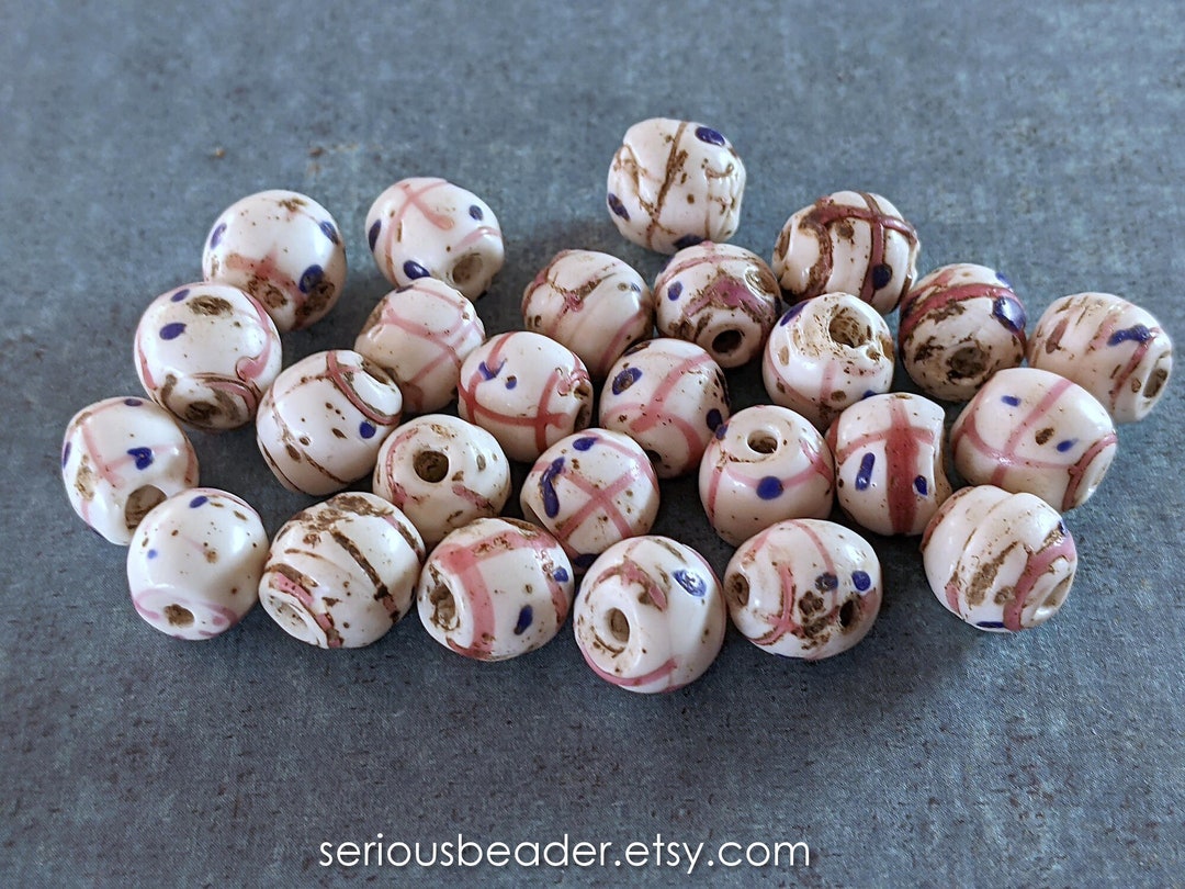 3 Pink Cross African Trade Beads, Antique Venetian Glass Eye Beads - Etsy