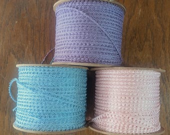 5 yds Vintage Tiny 1/8" Picot Trim: Choose Orchid, Light Blue or Pink