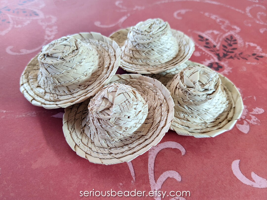 4 Vintage Straw Doll Hats From Mexico 21/4 X 3/4 Etsy