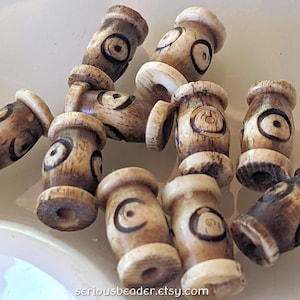 10 Carved Bone Eye Beads, 12mm, vintage, antiqued