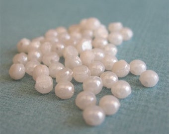 48 PEARL WHITE Glass Nailhead Beads, 3mm vintage sew-ons