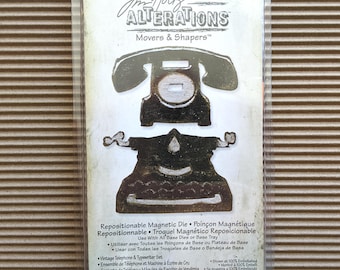 Tim Holtz Vintage Telephone & Typewriter Set, Sizzix 657839