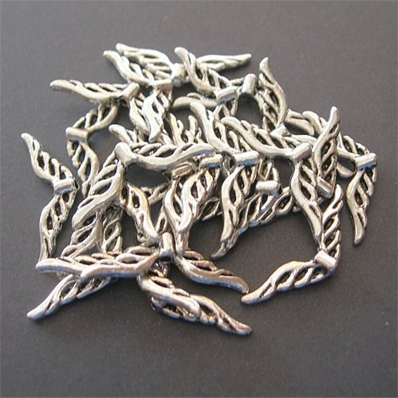 20 Silver Angel Wing Beads 23mm x 8mm 7/8 Upraised | Etsy