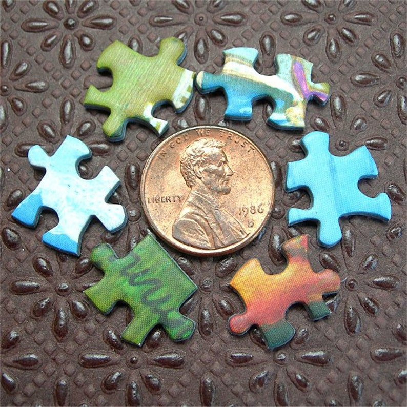 Lot of 60 Mini Jigsaw Puzzle Pieces Altered Art Supplies Etsy