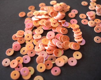 4mm Vintage Sequins Salmon PEACH PINK flat Full Strand Couture