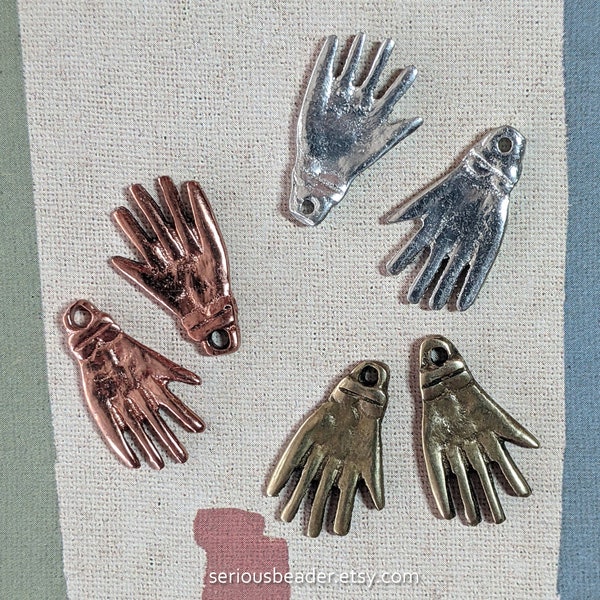 2 Hand Charms, CHOOSE Your Color: Silver, Copper, Brass. 7/8" tall