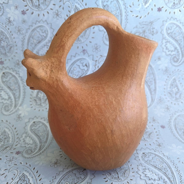 Vintage Oaxaca Goat Pottery, Goat Olla, red clay vase, 5-1/2"