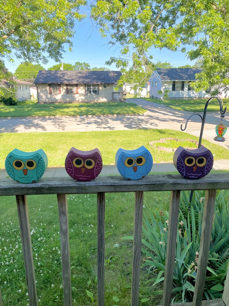 Hand Painted Brick Owls Etsy