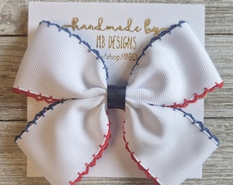 Fourth of July Hair Bow, Red White and Blue Headband for Baby, Moonstitch Bow