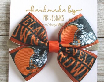 Cleveland Browns Baby Bow, Football Headband or Clip