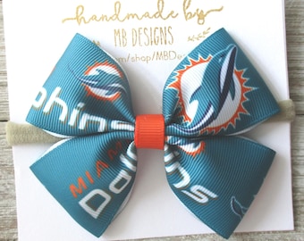 Miami Dolphins Baby Bow:  Dolphins Headband or Girls Hair Clip