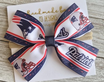 New England Patriots Baby Bow:  Patriots Hair Clip or Headband