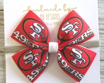 49ers Baby Bow, 49ers Headband, 49ers Football Bow