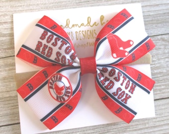 Boston Red Sox Hair Bow: Baby Baseball Headband