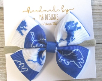 Detroit Lions Baby Bow, Football Headband, Lions Hair Clip