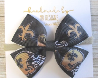 New Orleans Saints Baby Bow: Headband or Hair Clip