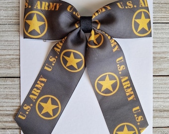 Girls Army Tails Bow, Army Hair Clip