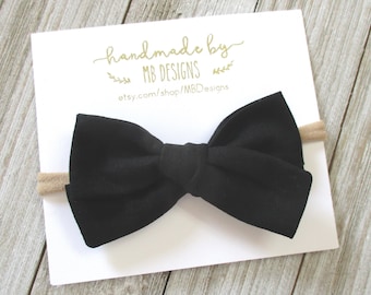 Black Baby Bow, Solid Black Bow, Black Toddler Hair Bow, Black Headband Bow, Black Newborn Bow, Black Newborn Bow